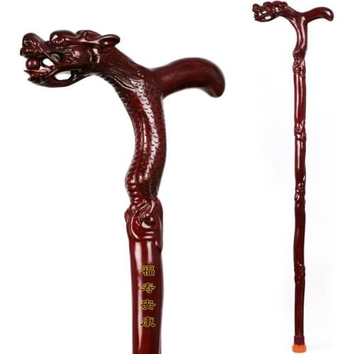The new old mahogany cane cane Jaipur TZ solid wood stick crutch old crutches leading engraving