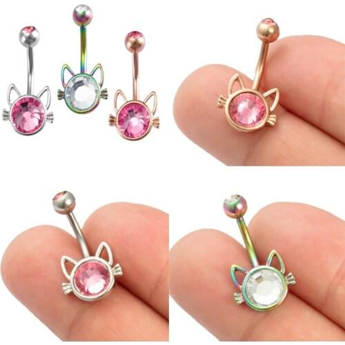 1pc Sexy Navel Piercing Belly Button Rings Belly Ring Bar Dangling Ombligo Party Surgical Steel cat for Woman Body Jewelry 14g