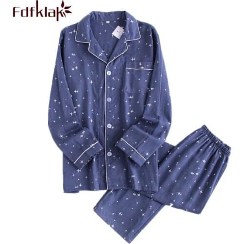 Fdfklak Large size cotton pajamas women lounge sleepwear set couples pijama spring autumn home clothes womens pyjamas suit