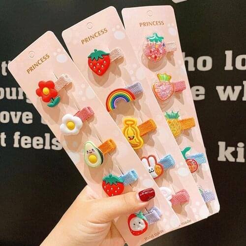 5Pcs/Set Cloth Children Photo Props Kids Hair Accessories Cute Cartoon Fashion Head Jewelry DIY Handmade Korean Style Baby Clips