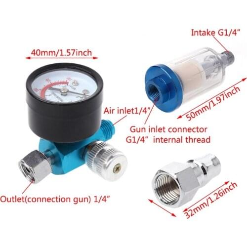 X7AE Spray Paint Air Regulator Gauge & In-line Air Oil Water Separator Filter Kit