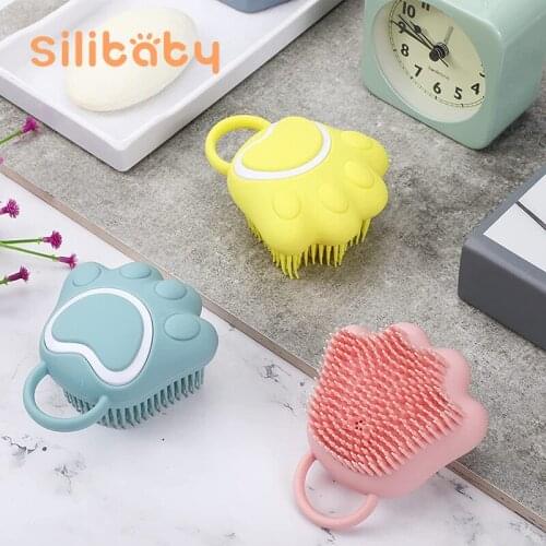 Silibaby sSilicone Baby Shower Brush Children Facial Exfoliation Cleaning Brush Pet sScrubber Cute Bathroom Accessories