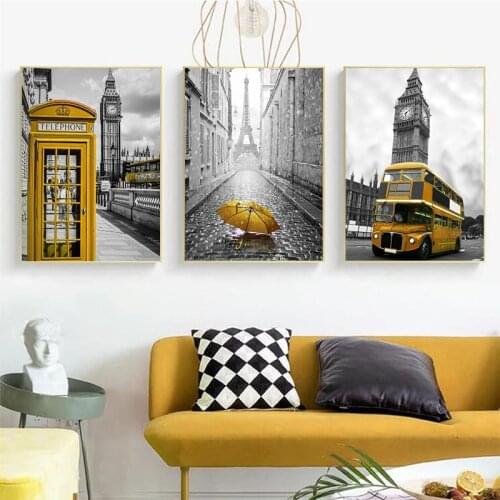 Nordic Art Gig Ben Landscape Posters and Prints on The Wall Art Canvas Paintings Paris Tower Canvas Pictures for Living Room