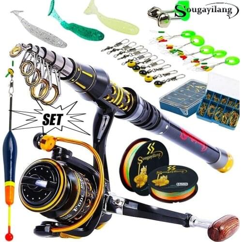 Sougayilang 1.5M-2.7M Spinning Rod and Reel Combo 13+1BB Spinning Reel for Carp Fishing Professional Travel Fishing Kit Pesca