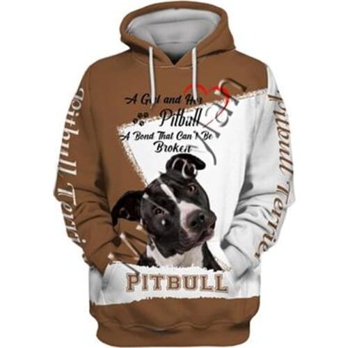 Unisex 3D Graphic Hoodies Sweatshirts Animals Dog Art Pit Bull Hoodie Men/Women Casual Streetwear Sweatshirt Pullover AW-02239