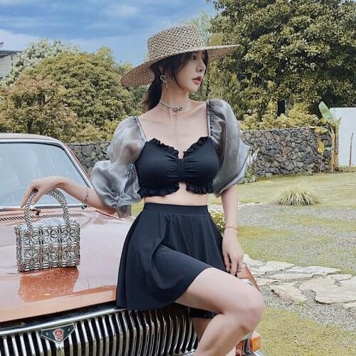 Bathing Suit Women Swimsuit One Piece Female 2021 High Waist Swim Push Up Swimming For Plus Size Swimwear Korean New Split