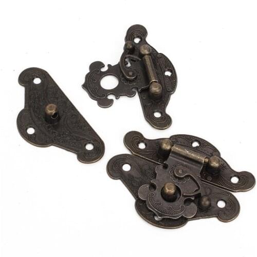 4pcs Vintage Bronze Padlock Hasp L Size Buckle Shackle Lock For Jewelry Box