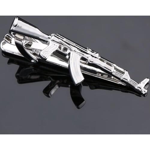 High-end brand tie clip mens suit shirt tie pin accessories silvery AK47 machine gun necktie clip fashion design style