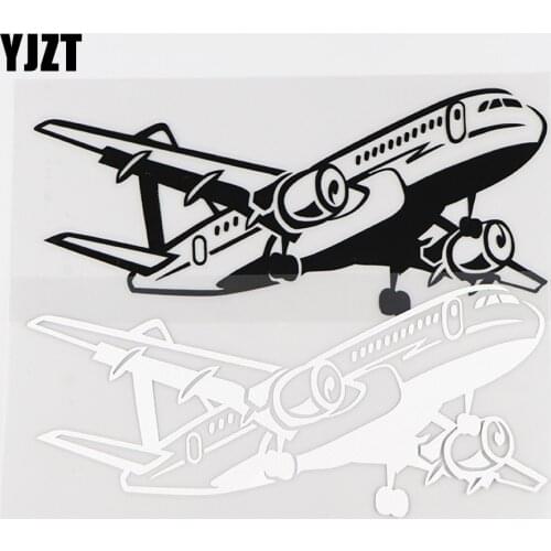 YJZT 17X7.5CM Creative Airplane Art Decor Vinyl Car Sticker Decal Funny Aircraft Black / Silver 10A-0297