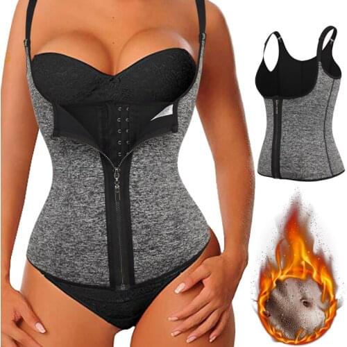 Women Slimming Vest Waist Trainer Corset Zipper Vest Body Shaper Cincher Tank Top with Adjustable Straps Neoprene Sweat Sauna