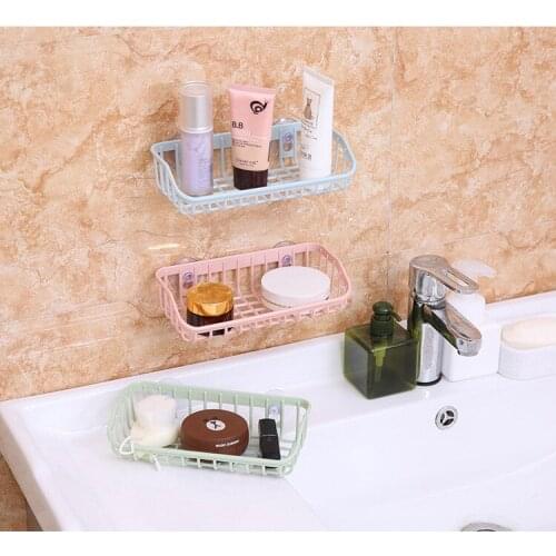 1PC Plastic Suction Cup Bathroom Kitchen Tank Corner Storage Rack Organizer Bathroom Shower Wall Shelf Sucker NI 002