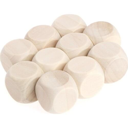 10pcs 6 Sided Blank Wood Dice Party Family DIY Games Printing Engraving Kid Toys F2TC