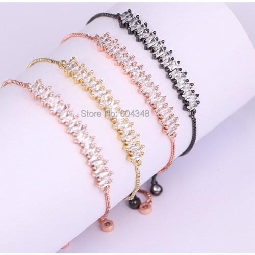 10PCS New Charm Jewelry Micro Pave CZ Rectangle Bar Connector Beads Bracelets