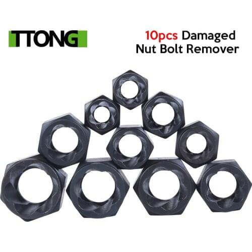 10pcs Damaged Nut Bolt Remover Stud Extractor Set (#1-#10) Metric Broken Bolt Removal Kit