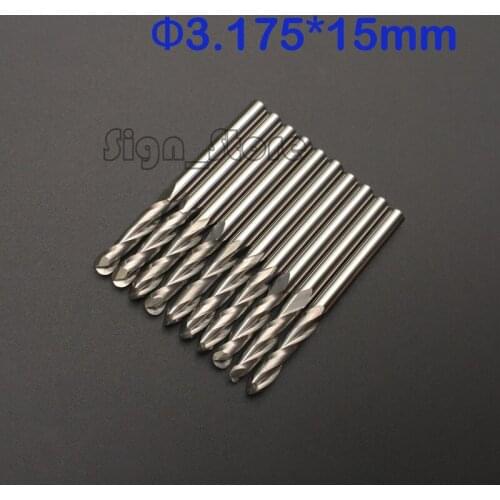 10pcs 3.175mm Two Flute High Quality Carbide Ball Nose End Mills CNC Bit 3.175mm CEL 15mm free shipping