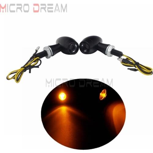 12V Universal Black Mini Bullet Motorcycles Turn Signal Light Indicators Blinker Amber Light for Harley Bobber Chopper Custom