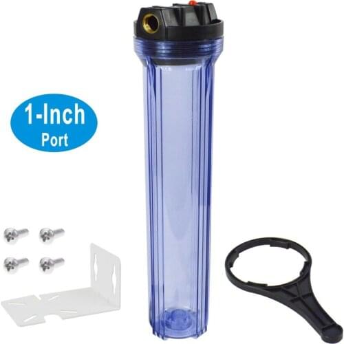 20"x2.5" Standard Clear Filter Housing 1-Inch Inlet&Outlet With Pressure Relief,mounting bracket,wrench and screws