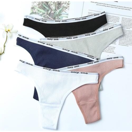 3Pcs/Lot Womens Cotton G-String Thong Panties String Underwear Women Briefs Sexy Lingerie Pants Intimate Ladies Letter Low-Rise
