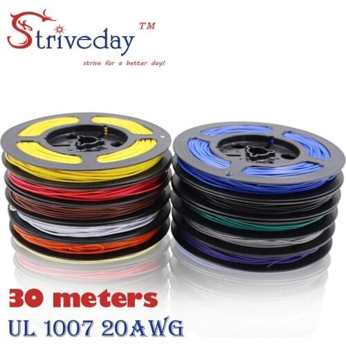 30 meters 98.4 ft UL 1007 20 AWG Cable Tinned copper Wire DIY Electronic wire 10 colors Can choose