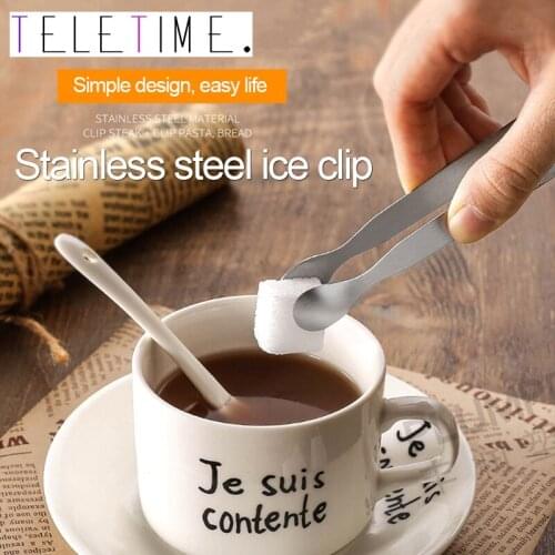 304 Stainless Steel Ice Cube Clip Ice Tong Bread Food BBQ Clip Barbecue Tongs Ice Clamp Tool Bar Food Grade Kitchen Accessories