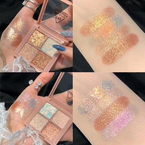 4 Color Pink Makeup Eyeshadow Pallete Makeup Brushes Shimmer matte metal Eye Shadow Palette Make Up Palette