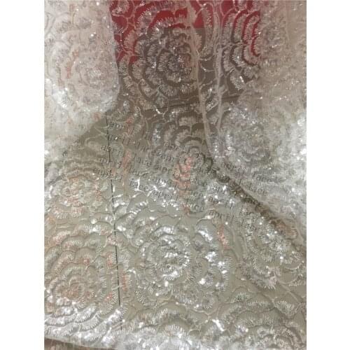 5YARDS BB002 new arrive Africa best quality sequin embroidery tulle mesh lace fabric for wedding party /sawing