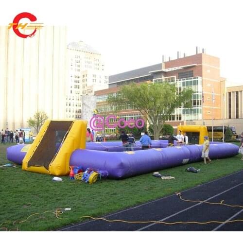 Free air ship, 12x6x2mH inflatable football field, good quality inflatable football pitch,portable soccer playground with belts