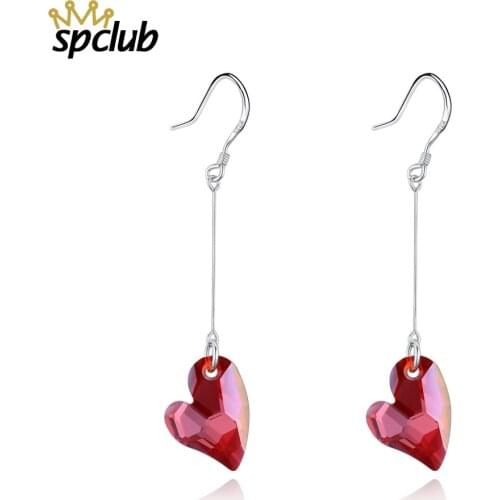 Charm Crystal From Swarovski Love Heart Earrings For Women Fashion Drop Earring Mujer Moda Oorbellen Luxury Jewelry