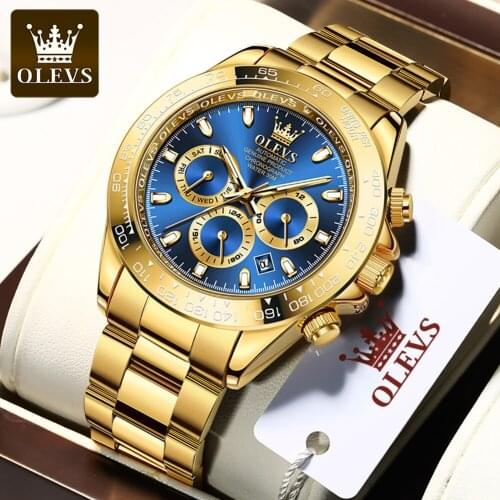 OLEVS Classic Luxury Mens Business Mechanical Watch Mens Top Brand Watch Fashion Waterproof Blue Dial Clock Reloj de hombre