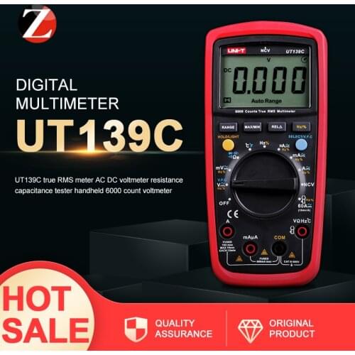 UNIT Digital Multimeter UNI-T UT139C True RMS Meter AC DC Voltmeter Resistance apacitor Tester Handheld 6000 Count Voltmeter