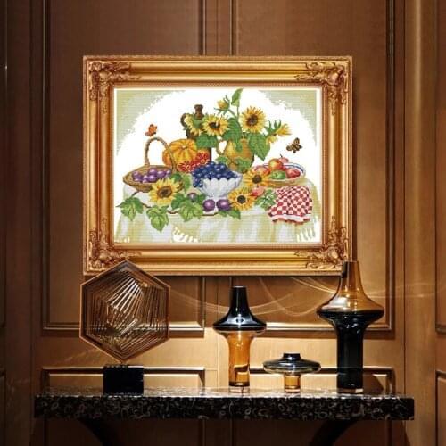 Flowers/vegetable/ fruit Cross Stitch Kits Printed pattern canvas Chinese Embroidery Needlework set Cross-stitch Home Decor