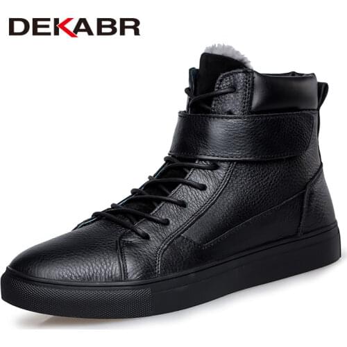 DEKABR Big Size 48 New Men Boots For Men Winter Snow Boots Warm Fur&Plush Lace Up High Top Fashion Men Shoes Sneakers Boots