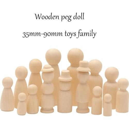 5Pc Wooden Crafts Diy Handmading Home Decoration Wood Toys Chritsmas Gift Educational Maple Teether Peg Doll