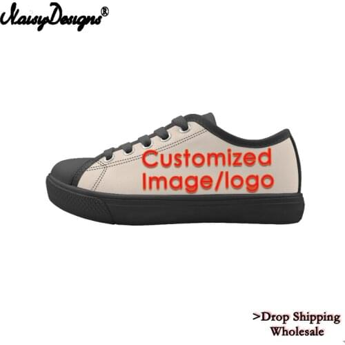 Customized logo Image Children Shoes Girls Sneakers For Running Boys Casual Flats Black Lace-up School Shoes Free Dropshipping