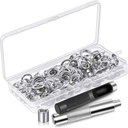 Quality 120 Sets 1/2 Inch Grommet Eyelets Kit Include Grommets Eyelets and Grommet Setting Tool with Storage Box
