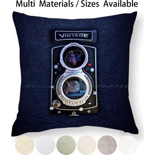 Classic Black Silver Double Lens Camera Pillow Case Throw Pillow Cover Cotton Linen Flax Travel Retro Photographer Tumblr Old