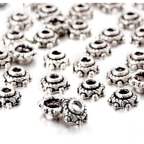 200pcs 5x2mm Tibetan Style Zinc Alloy Bead Caps End Caps for Jewelry Making DIY Bracelet Necklace Accessories Finding Hole: 1mm
