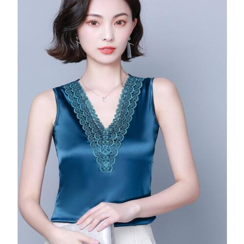 Korean Silk Women Tops Woman Satin Top Camisole Women Embroidery Lace Tank Top Woman Sleeveless Silk Tank Tops Plus Size Camis
