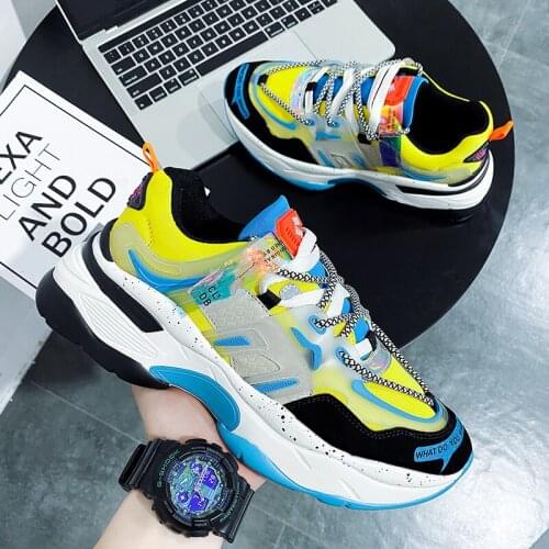 Stylish Men Running Shoes Big Sole Chunky Sneakers Breathable Street Dancing Boy Shoes Trending Outdoor Walking Trainers Basket