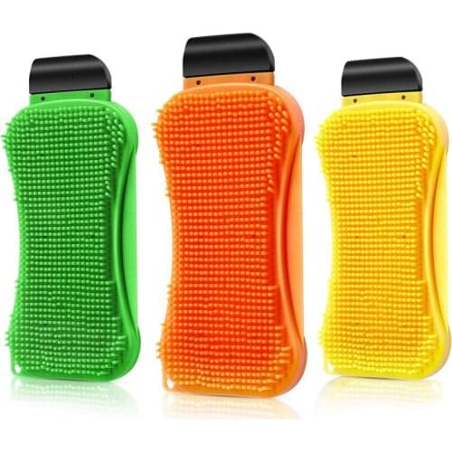 Kitchen Silicone Sponge Dish Washing 3-In-1 Reusable Cleaning Sponges for Dishes and Scrubbers with Scraper