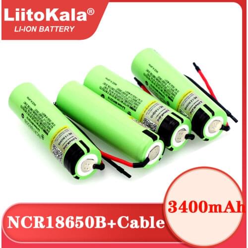 2021 LiitoKala Original NCR18650B 3.7V 3400mAh 18650 Li-ion Rechargeable Battery Welding Silica gel Cable DIY batteries