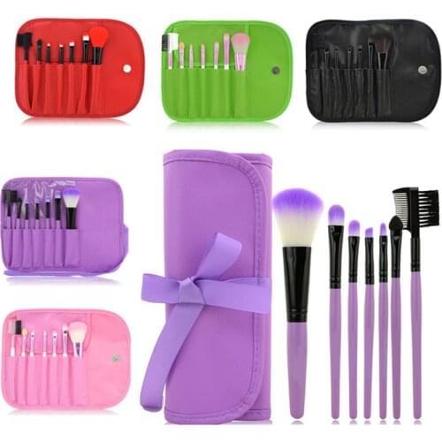 7 Pcs Makeup Brushes Set Professional Toiletry Kit Cosmetic Foundation Brushes Make Up Kit Tools with Case DL