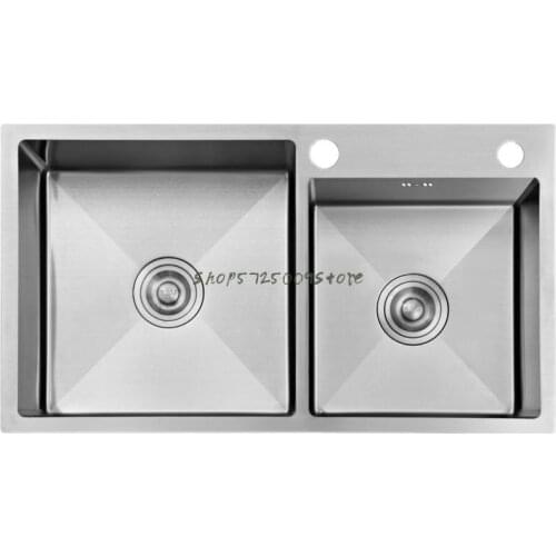 German 304 Stainless Steel Sink Double-bath Thickened Sink Manual Sink Kitchen Sink Upper And Lower Counter Basin