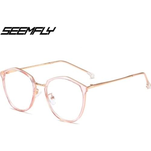 Seemfly Polygon Metal Anti Blue Light Blocking Glasses Women Men Computer Goggle Clear Lens Eyeglasses Spectacle Unisex Eyewear