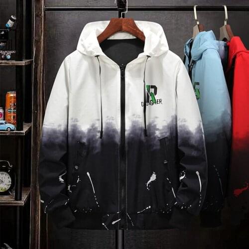 Autumn both sides wear jacket men loose plus size 9XL youth trend Casual hooded outerwear patchwork color Long Sleeve Coat