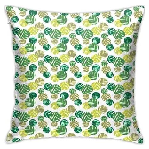 Pooizsdzzz Personalized Abraction Green Spring Leaves Oval Shapes Angled Lines Tropical Arrangement Decorative Pillow Cover