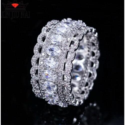 Deluxe unique lace edge design lady ring ellipse AAA cubic zirconia CZ female engagement ring bride exquisite jewelry gifts