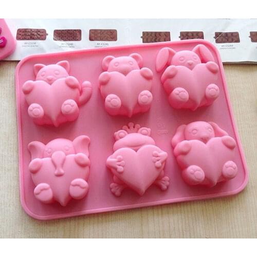 6 Cavities Cartoon Animal Handmade Silicone Soap Mold Cake Decorating Tool Silicone Molds for Soap Making Cake Chocolate Mold
