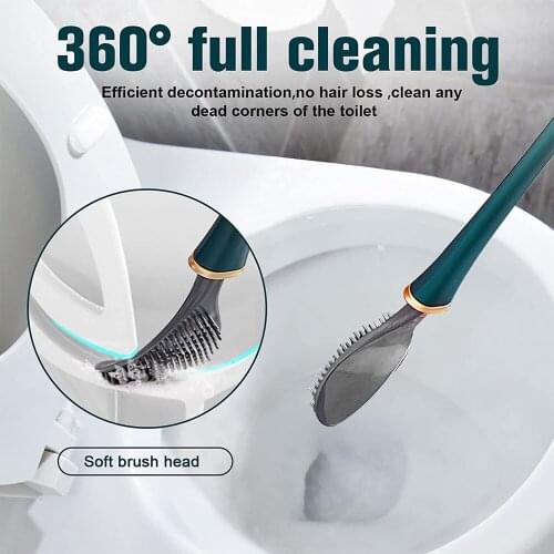 Silicone Brush Head Toilet Brush Wall-Mounted Automatic TPR Brush Clean Tool For WC Cleaning Brush Bathroom Kitchen Accessories