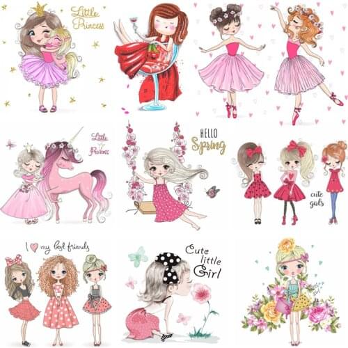 Prajna Cute Ballet Girl Iron On Patches Little Princess Transfers Vinyl For Clothing Heat Thermal Stickers On Clothes Appliques